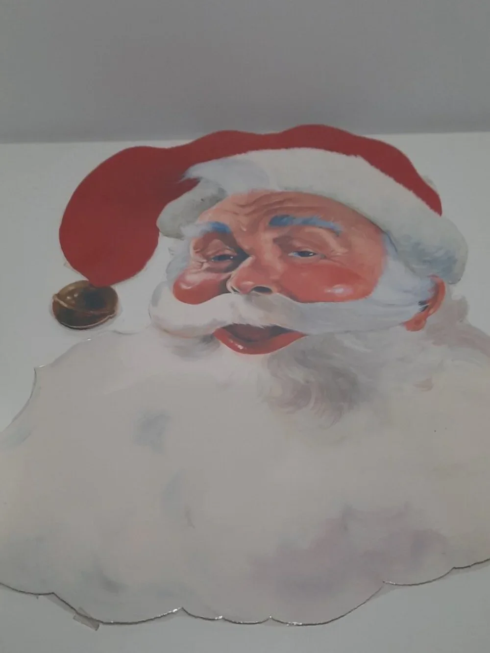 Vintage Santa Claus Face Die Cut Laminated Double Sided Christmas Decor